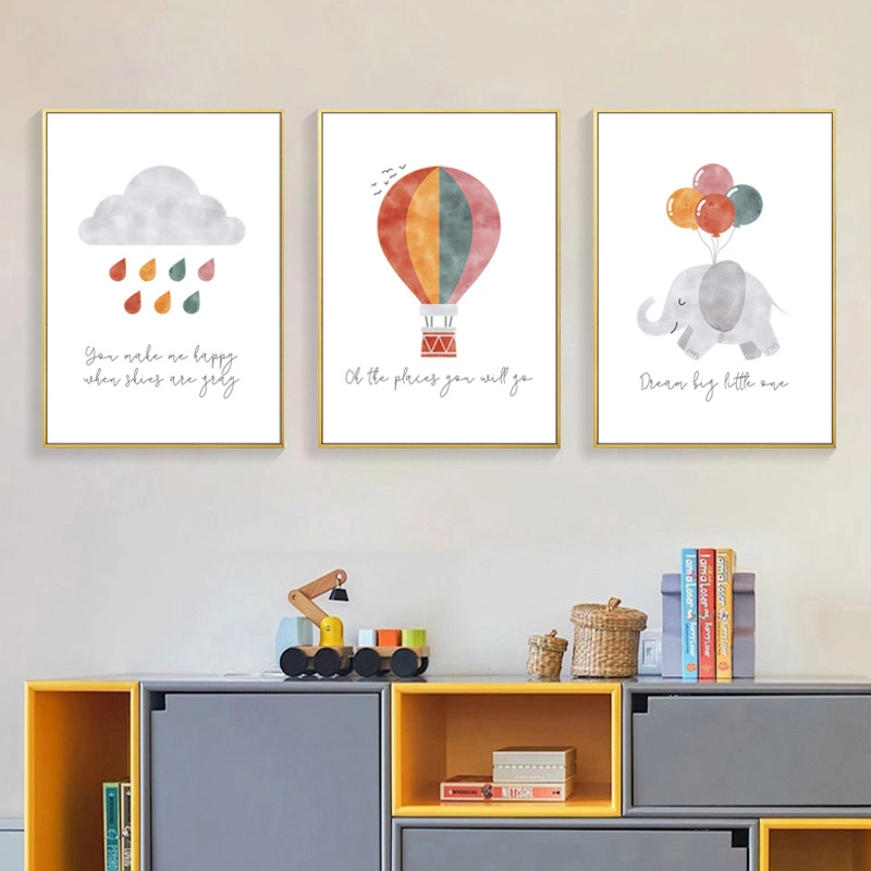 Cartoon Baby Animal Nursery Minimalist Kid Canvas Artwork Wall Painting Canvas Light Wall Art Prints Baby Children Bedroom