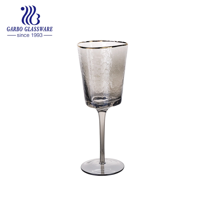 Al por mayor de 16oz Custom Color Plomo Barware tallo largo negro Cáliz Stemware creativo de la Copa de Champagne cristal de vino tinto de cristal