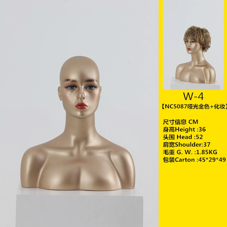 Customize Color China Makeup Mannequin Gold Wig Display Mannequin Heads with Shoulders