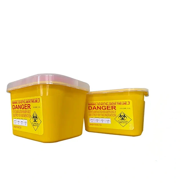 A caixa de agulhas médico plástico China Pocket Farelos Recipiente de eliminação de resíduos 0.2L Sharp Bin contêiner para os cuidados de saúde