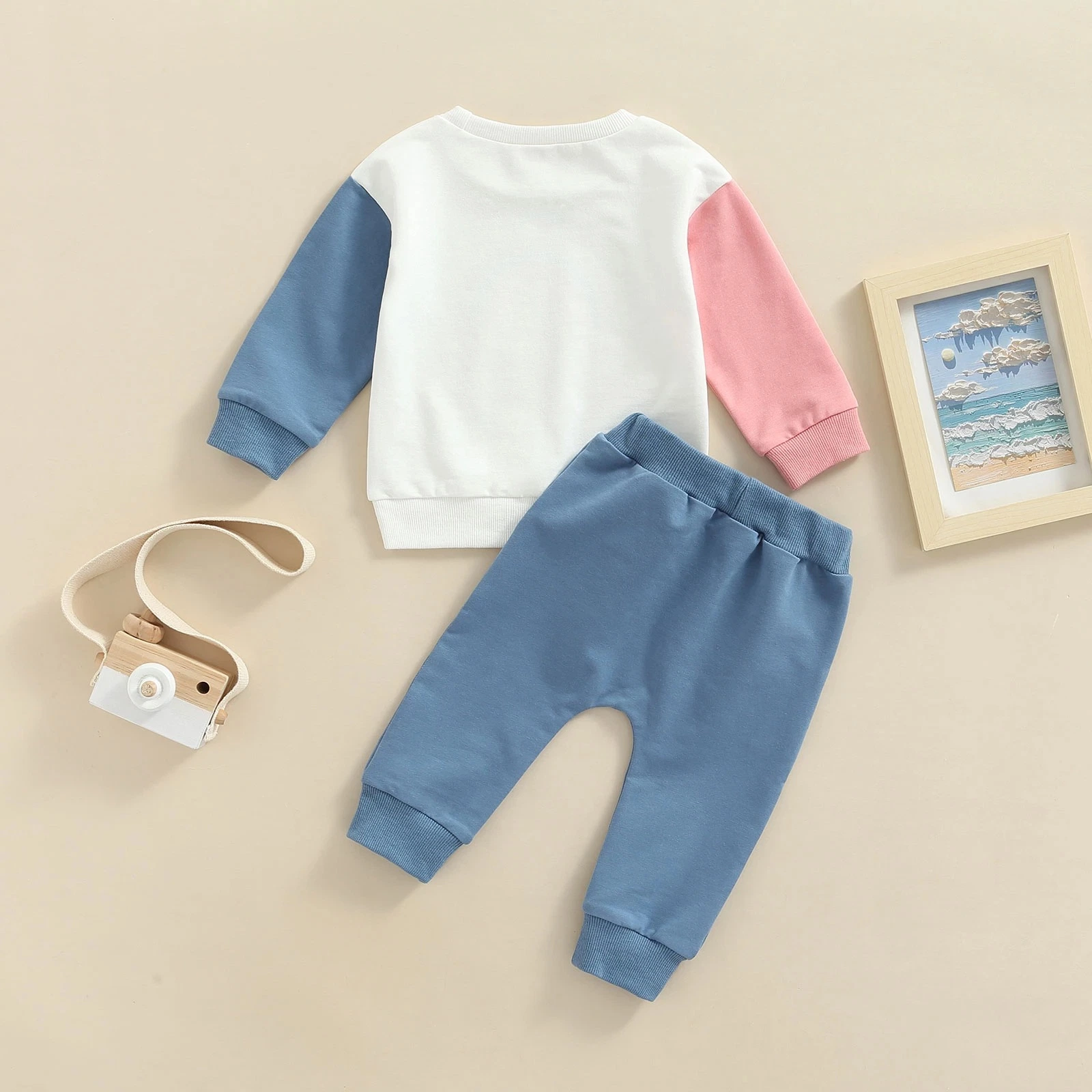 ABC Kinder einzigartiges Design Blue Lounge Set Bio-Baumwolle Winter Baby Boy Kleidung Weiche Thermische Kleinkinder Kleidung Set