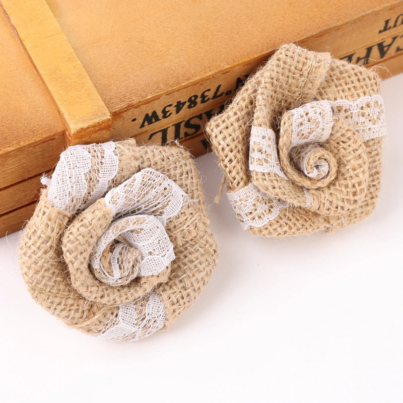 Ribbon Bows Linen Rose Small Bows Wholesale/Supplier Handmade Flower for Wedding Decoration