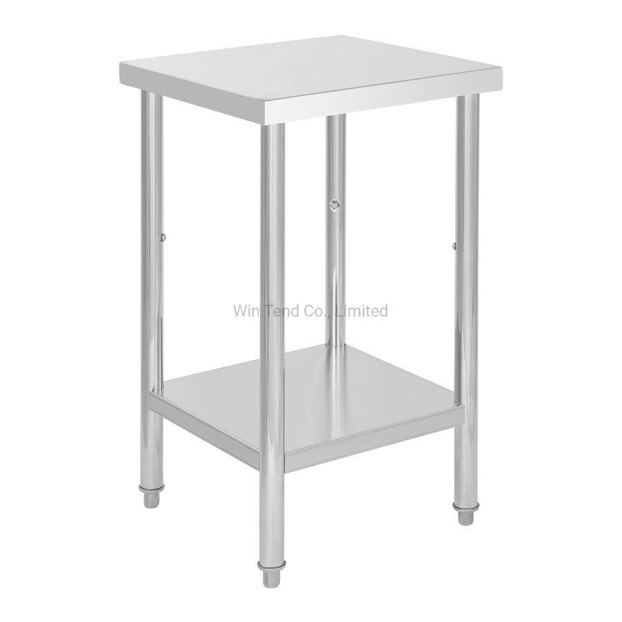 2 Layers Round Tube Galvanized Work Table for Kitchen Using