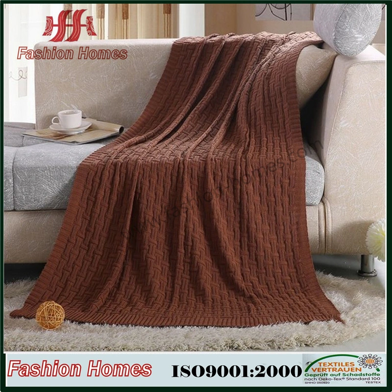 Hot Selling Pure Color Knit Acrylic Throw Blanket