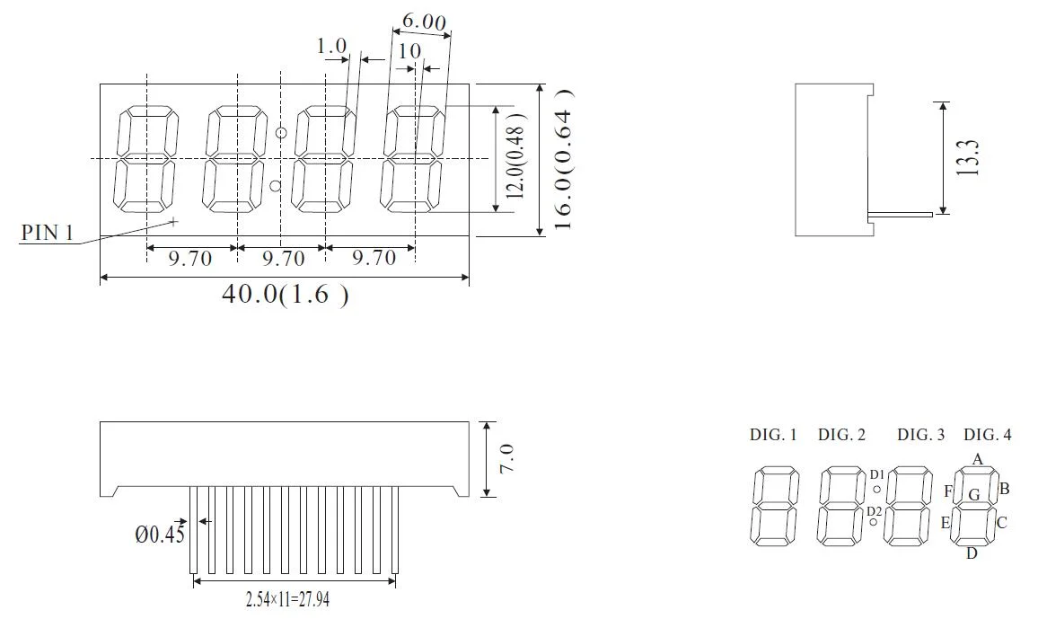 0.48 Inch Four Digits 7 Segment Clock LED Display with RoHS From Expert Manufacturer