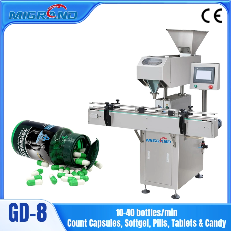 8-Channel Auto-Feeding Vibration Counting and Filling Bottle Machine for Candy/Gummy/Tablet/Capsule/Softgel/Seeds/Nut