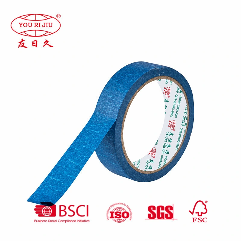 Best Selling Custom Printed Adhesive Masking Tape High Temperature Pre Cut Blue/Yellow Automotive Body PVC Colored Crepe Paper