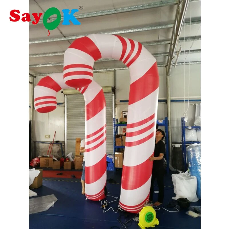 Sayok 2.5-3.5m Customized High Inflatable Candy Cane Outdoor Candy Cane Decorations for Christmas Party Stage Decor