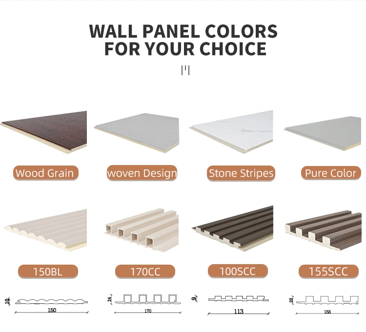 Painéis de parede com canelado WPC painéis de painel SPC decorativos interiores em PVC