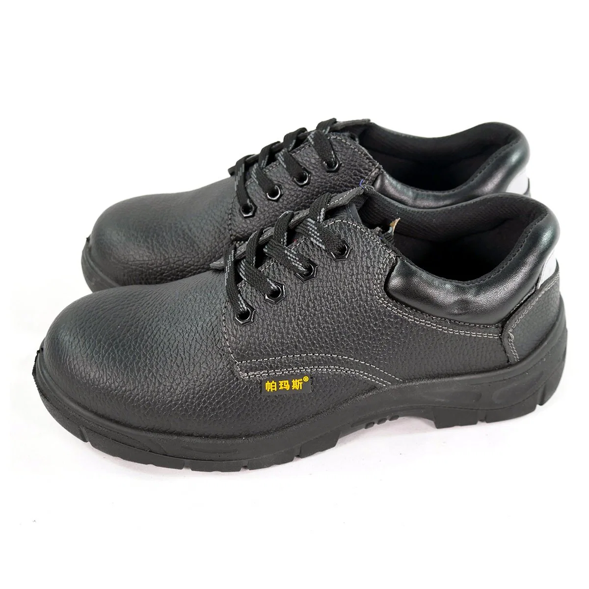 Wholesale/Supplier Low Cut Black Cow Leather Upper PU Sole with Iron Toe Iron Plate Durable Wear for Worker Men Safety Shoes