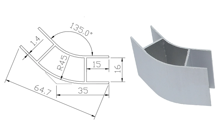 Aluminum RV Caravan Furniture Profile Accessories Wrap Angle Wall Cabinet Corner Slot