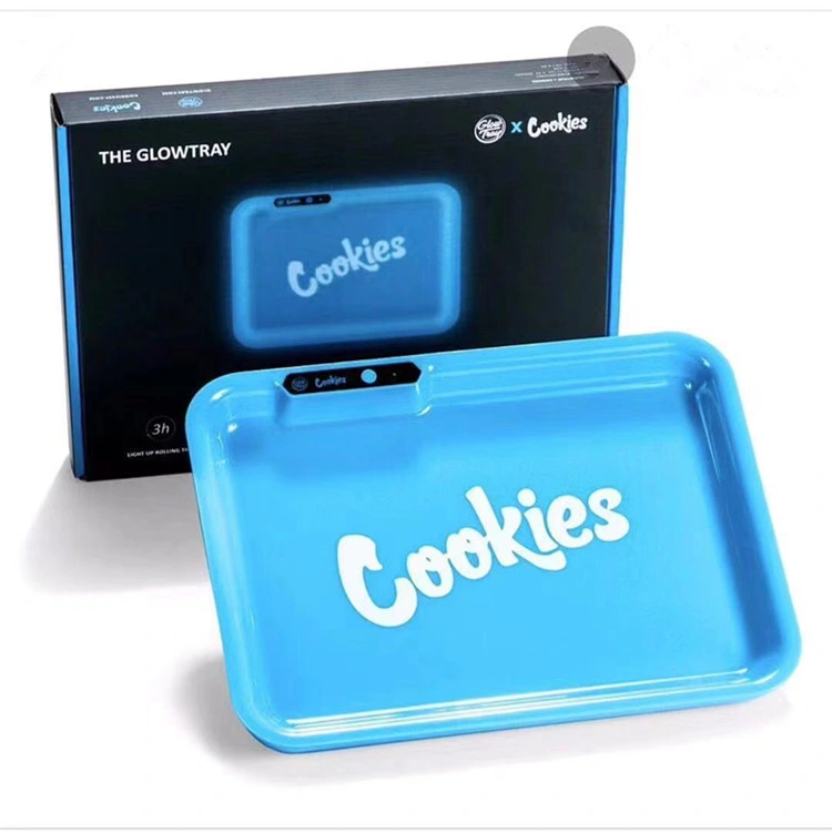 Custom Logo LED Cookies Glow Rolling Tray for Tobacco