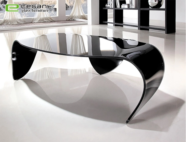 Grey Bent Glass Coffee Table with 4 Legs