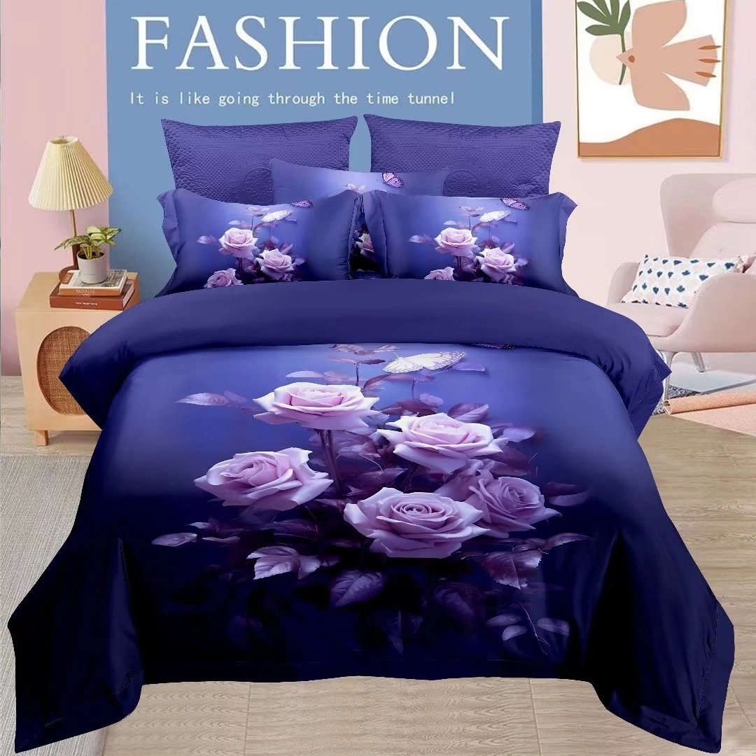 Romantic Printed Flower Patterns Bed in a Bag Winter Comforter Set