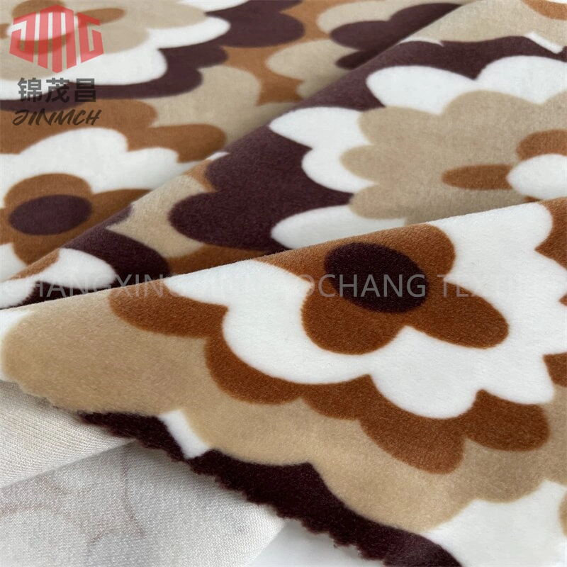 Factory Knitting Fabric 95% Polyester 5% Spandex Printed Super Soft Velboa Fabric Home Textile Pajamas Warm Winter Leggings Stretch