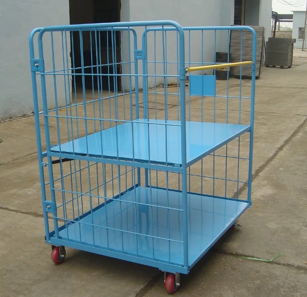 Roll cage Trolley com prateleira de plástico para armazenamento de armazém