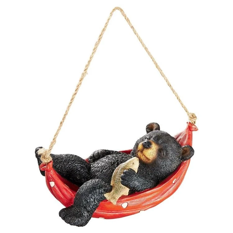 Creative Resin Summer Snooze Black Bear Statue Figure