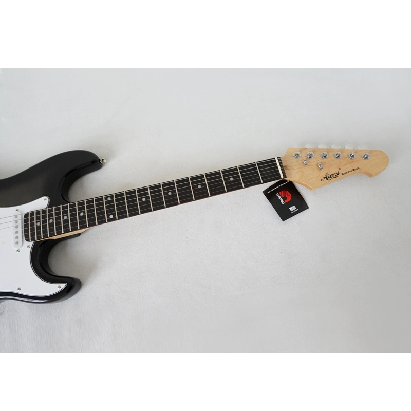 Cheap Price Aiersi Brand Solid Lindewood Black Colour Strato Electric St Guitar for Sale