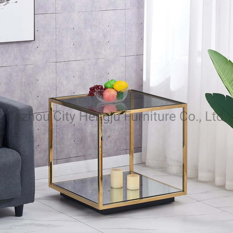 Móveis da sala de estar - mesas de café de mármore - redondas de aço inoxidável Mesa de final Luxury Modern Side Table for Sale Wedding Table Sofá mesa Golden