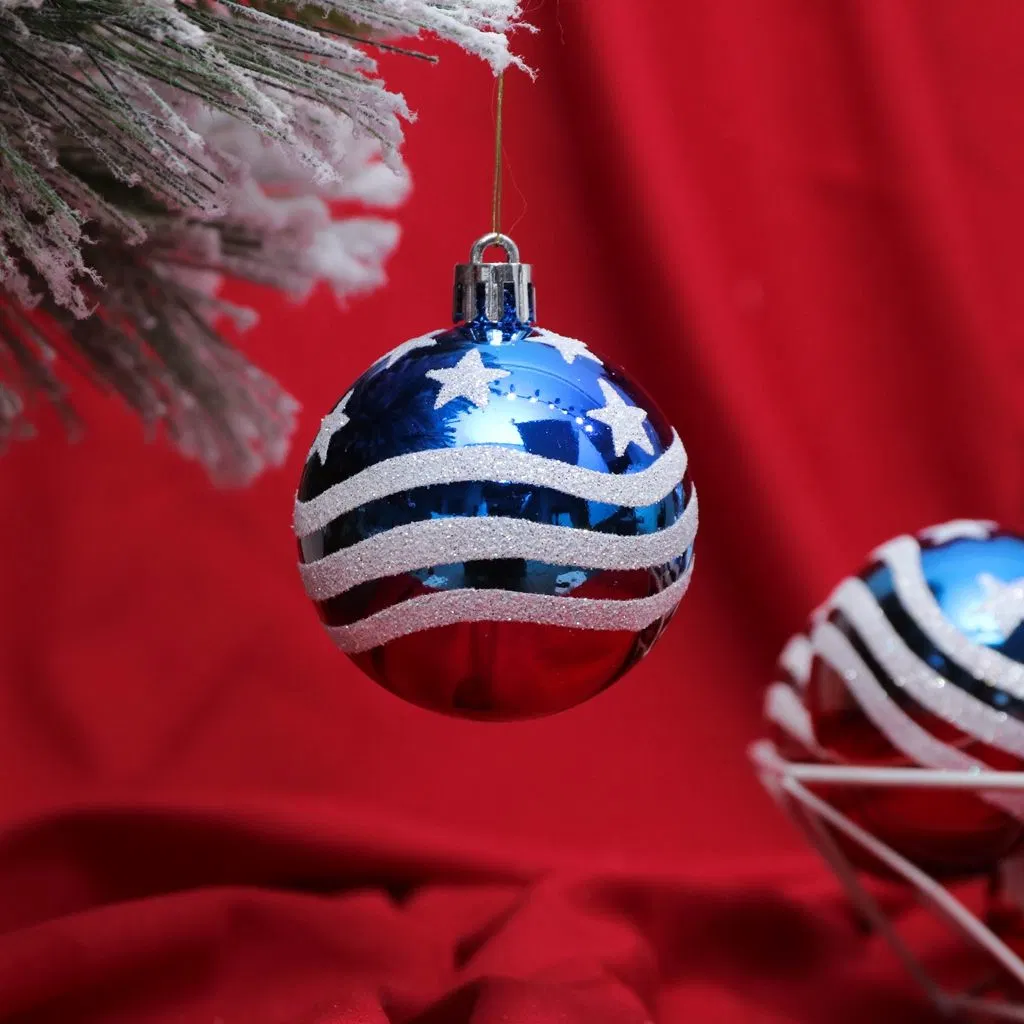 Рождество пластиковый шарик окрашенные звезды и полосы Adornos De Navidad
