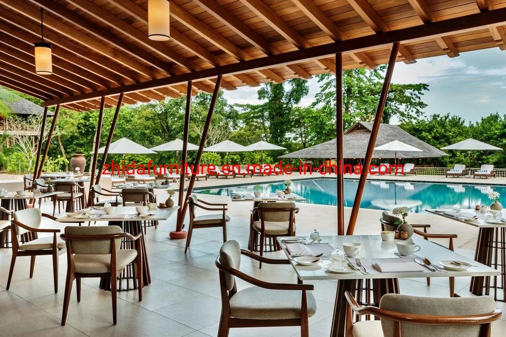 Mayorista de fábrica Zhida Cafetería Plaza para 4 personas Hotel Restaurante Bar moderno conjunto de muebles mesa de comedor Silla de tela