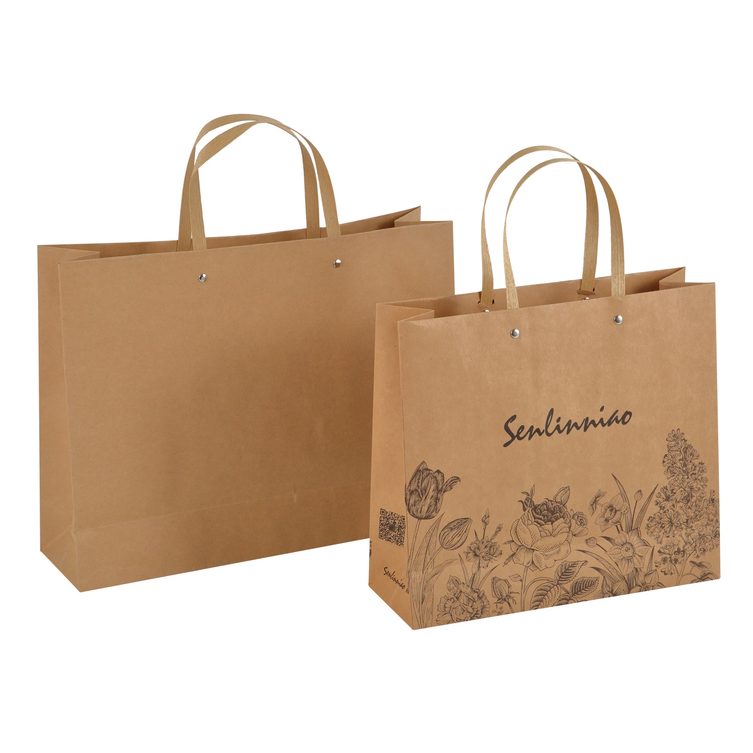 High quality/High cost performance  Customized Design Handle Kraft Paper Shopping Bag with Logo Printed