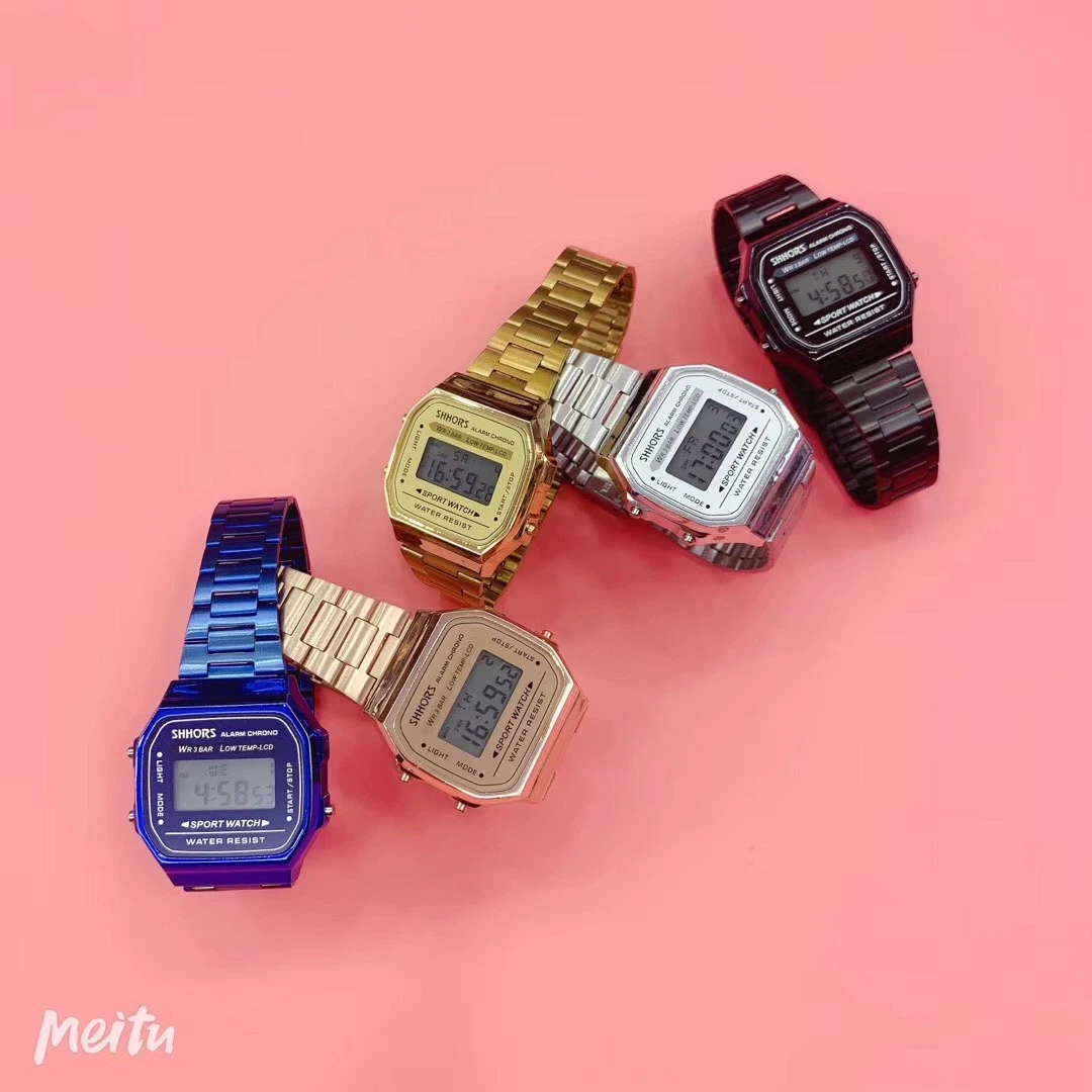 Los hombres de estilo de Casio Reloj digital de alarma de la banda de acero inoxidable de nuevo el agua se resisten a ver señoras