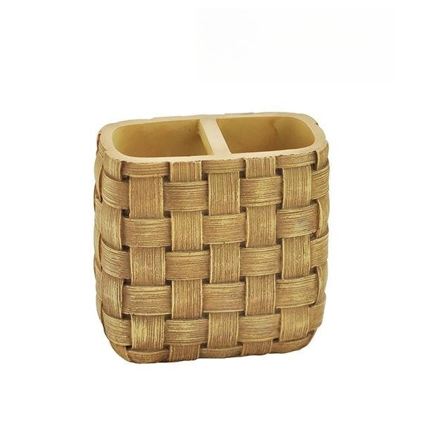 Multi-Color Basket-Weave Bathroom Accessories Set with Polyresin Material