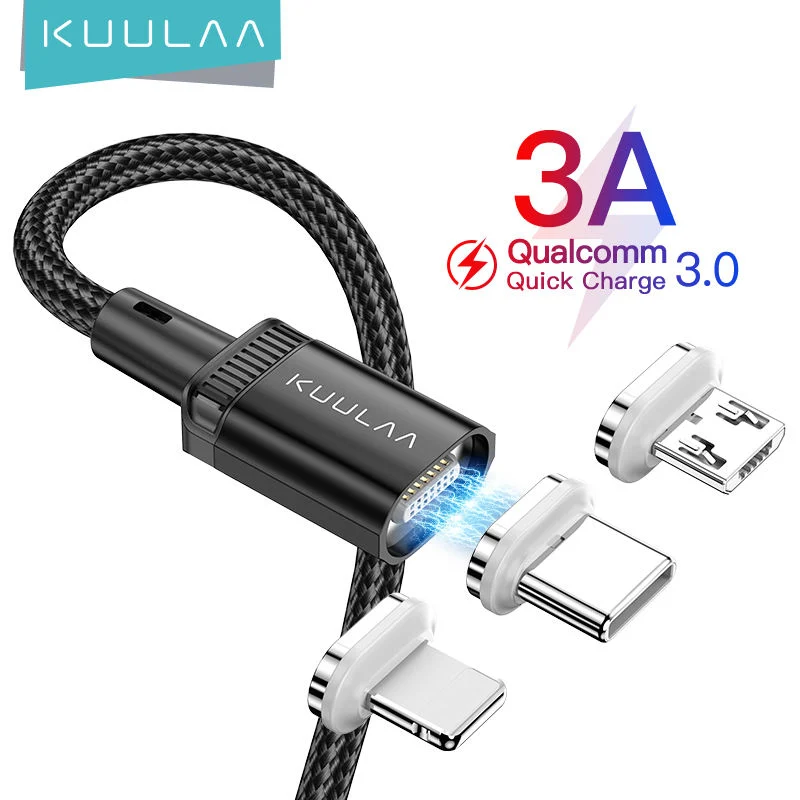 New Aluminum Alloy 3 in 1 Magnetic Data Cable Support Data Transfer for Huawei Apple Android