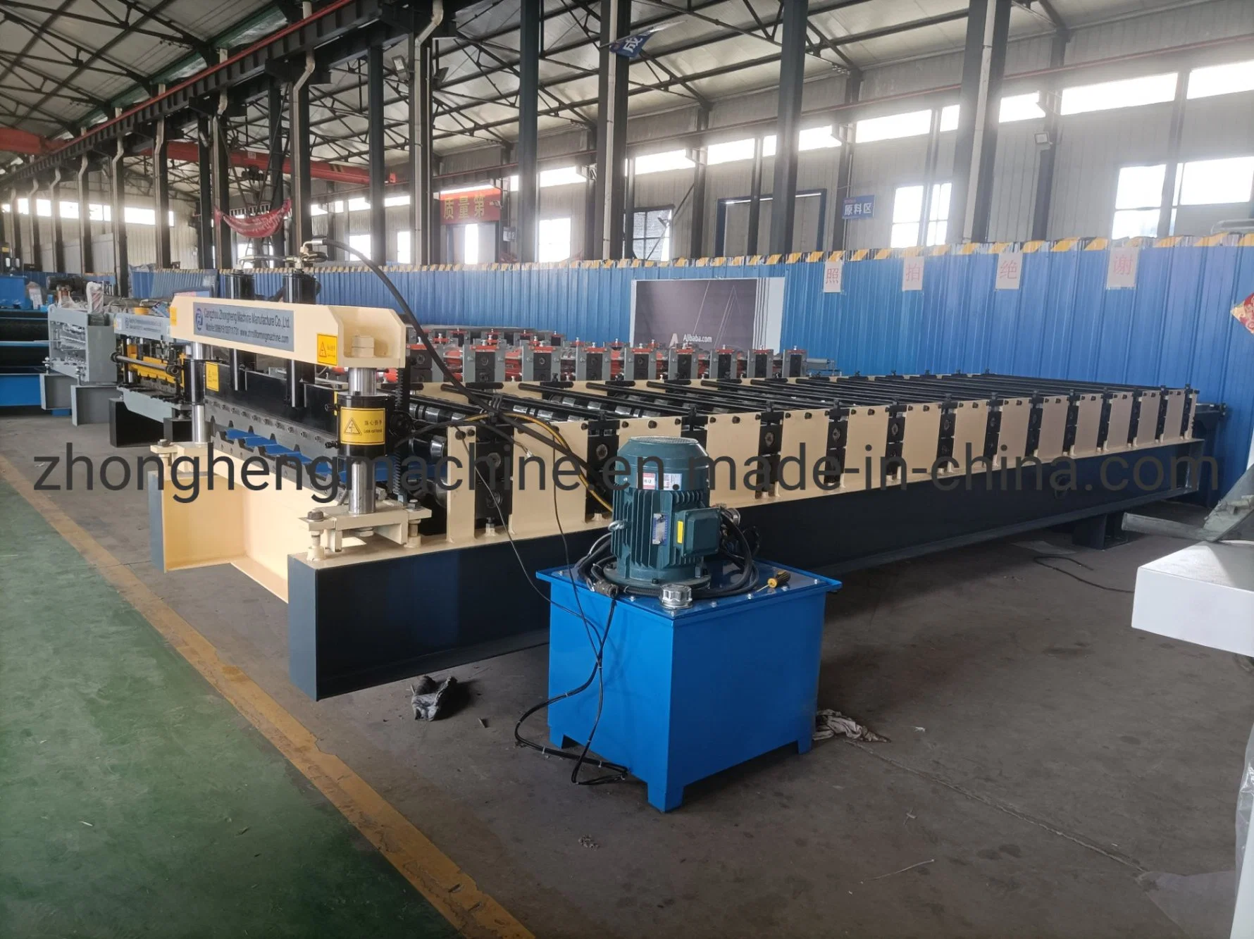 Steel Metal Roof Trapezoidal Iron Roofing Zinc Sheet Roll Forming Machine with Manual Decoiler with Run out Table