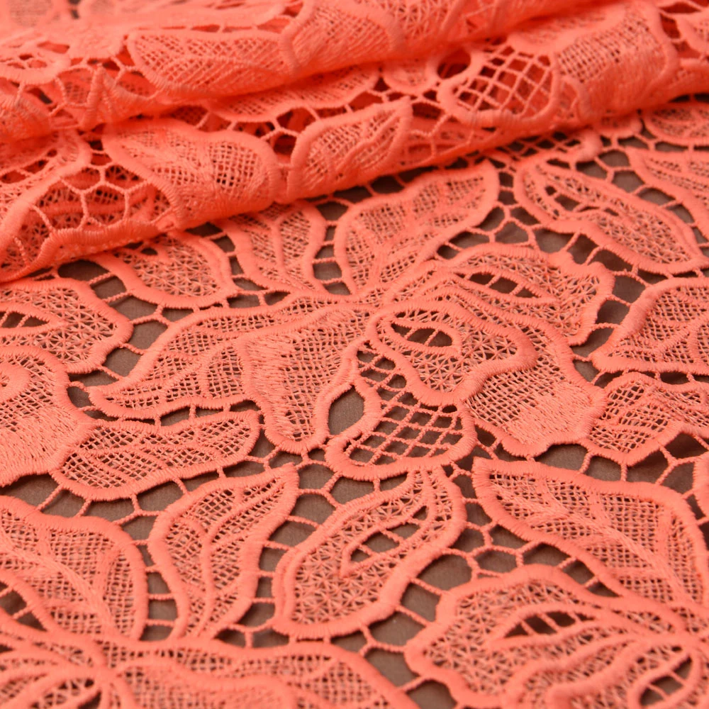 Dyed 300d Milk Silky Embroidered Guipure Lace