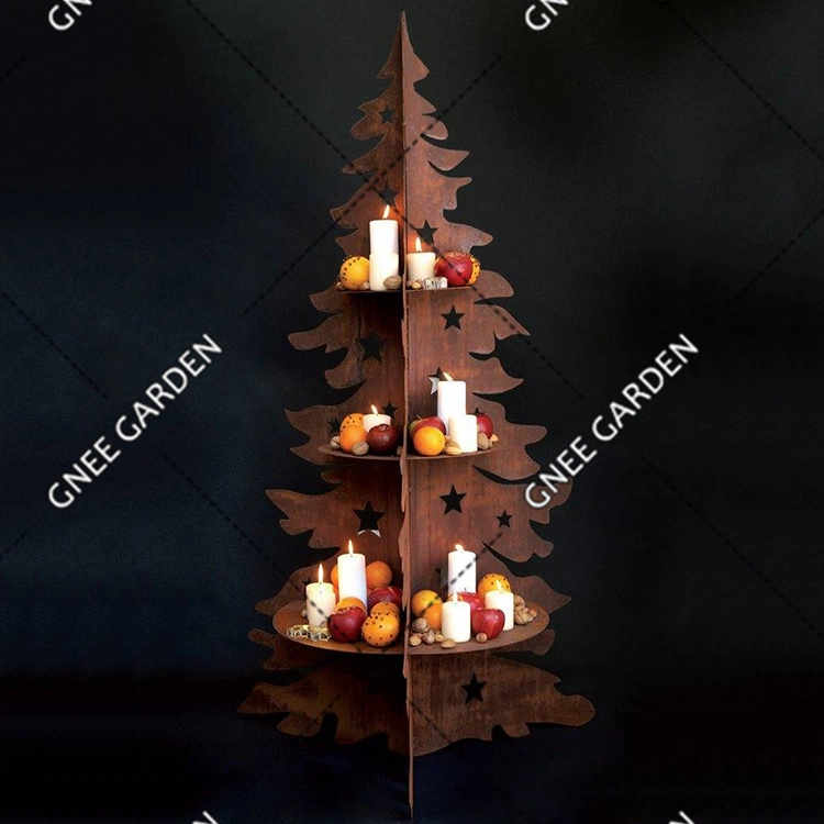 Home Decor Accessories Corten Steel Candle Holder for Christmas Decoration