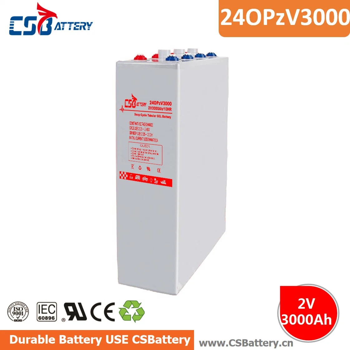 Csbattery Opzv Super Ciclo profundo tubular da bateria de gel para o Solar/UPS/Medical-Equipments/Marine/Wind/Telecom-Backup-Power-Supply/Teste