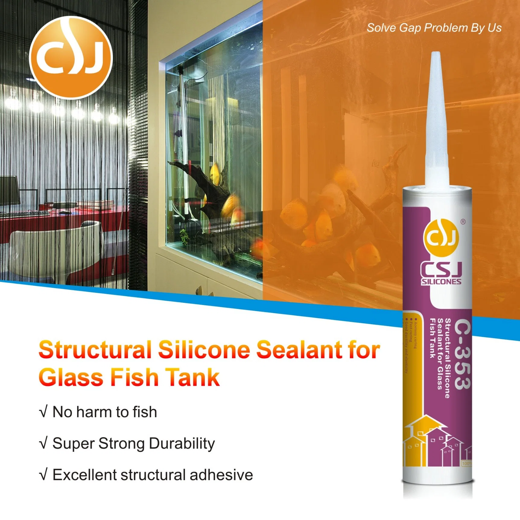 Best Sell Waterproof Acetic Cure Aquarium Silicone Sealant