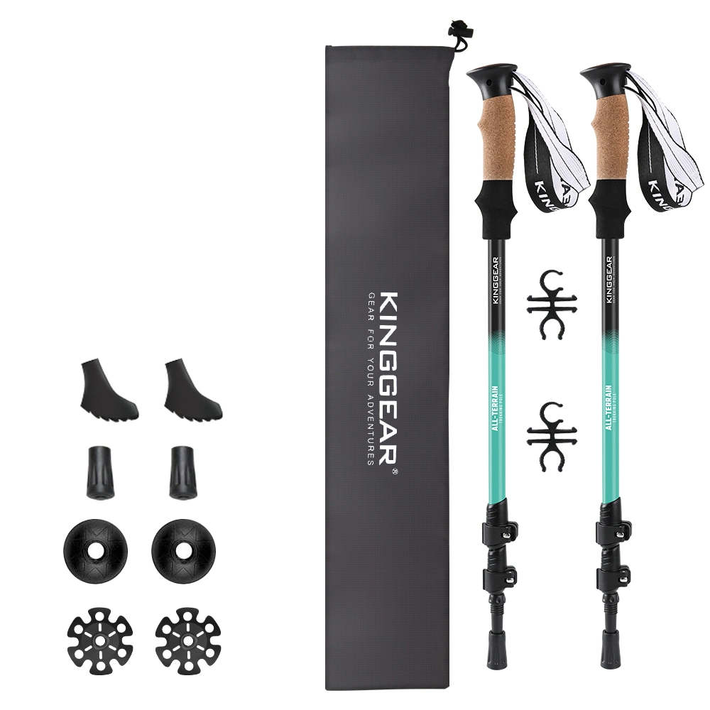 Kinggear Trekking Hiking Poles Adjustable Hiking Walking Sticks Collapsible Lightweight Hiking Sticks