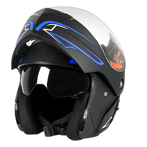 Nuevo diseño doble visera plegable motocicleta Casco Casco