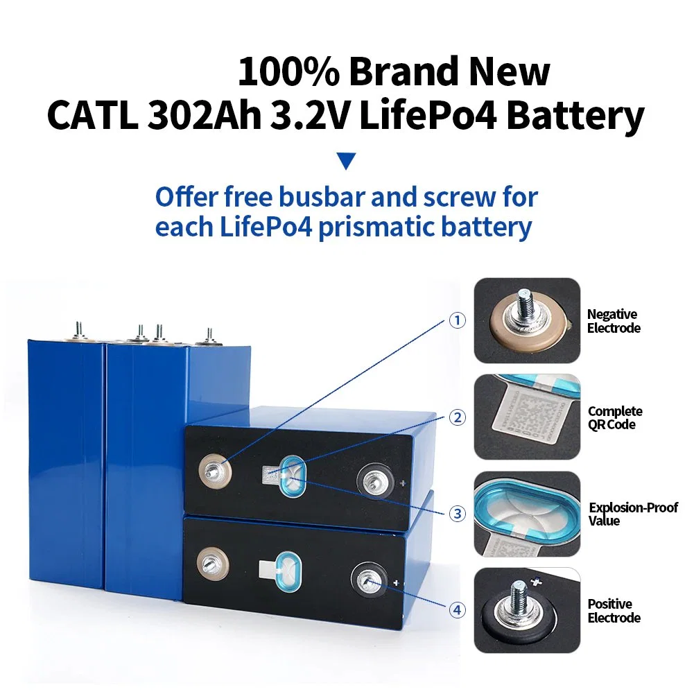 966wh 3.2 V302ah 3.2V300ah Grade a LiFePO4 Storage Prismatic Battery Cell CE, RoHS, MSDS, Un38.3