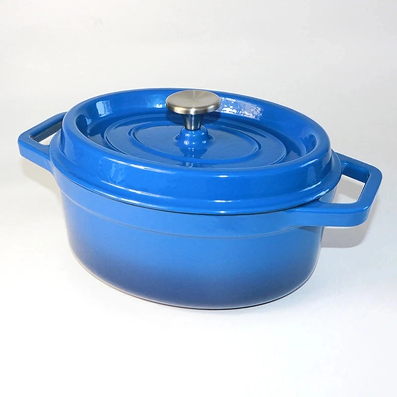 Grande taille émail fonte couleur cocotte ovale en fonte hollandais Batterie de cuisine en fonte émaillée pour four