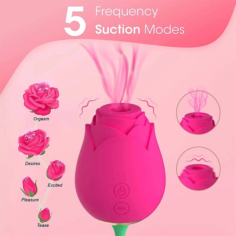 Powerful Electric Rose Shape G Spot Vagina Sucking Clitoris Vibrator Nipple Sex Toys Mini for Woman Couple Vibrator