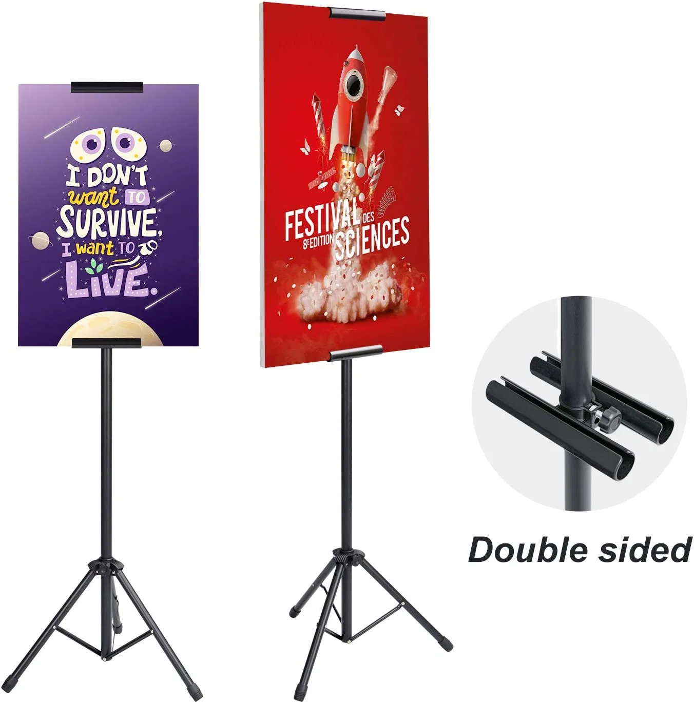 Soporte para carteles de trípodos de lado doble para exteriores pantalla de soporte para pancartas ajustable