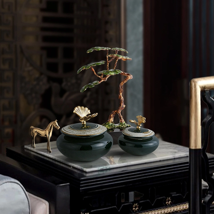 Chinesische Stil Ornament Einzigartige Kreative Handwerk Dekorative Deckel Boxen Messing Set Mit Aufbewahrungsjars