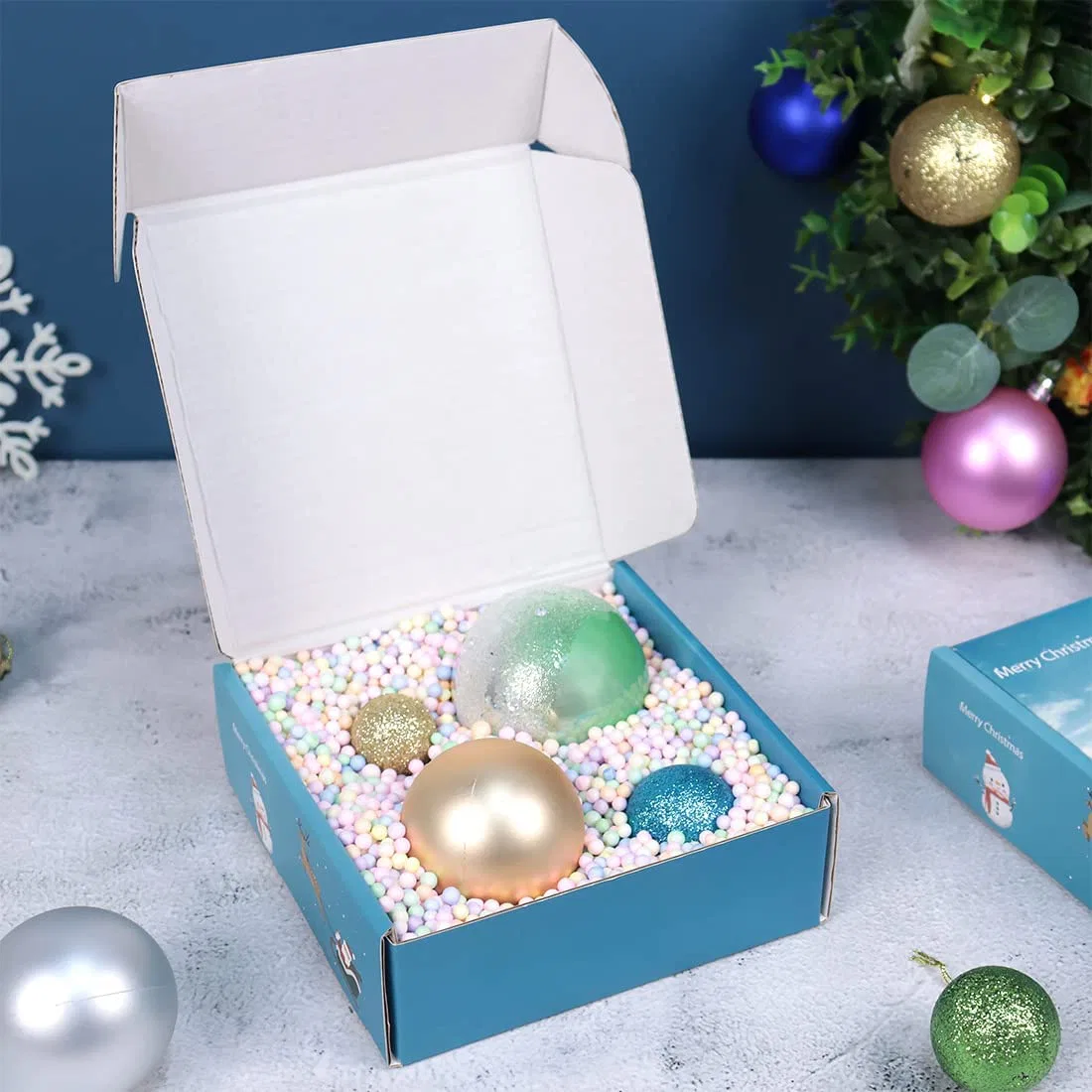 Full-Color Printing Blue Corrugated Carton for Christmas