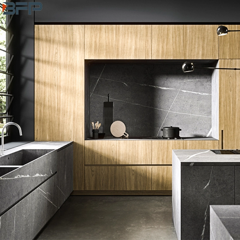 2021 Modern Luxury Wooden Melamine Kitchen Cabinet with Blum Hardware