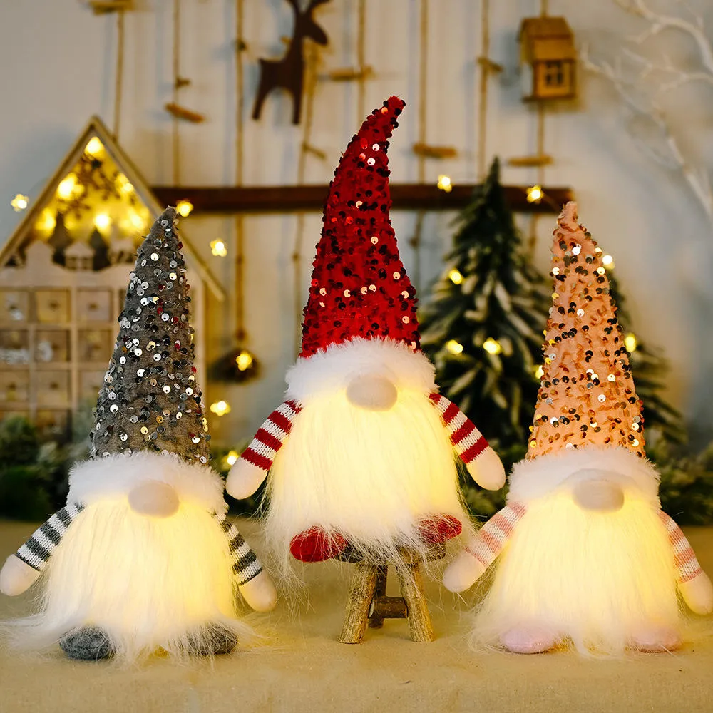 Xmas Gnome Supplies Plush Ornaments Christmas Decoration with LED Light