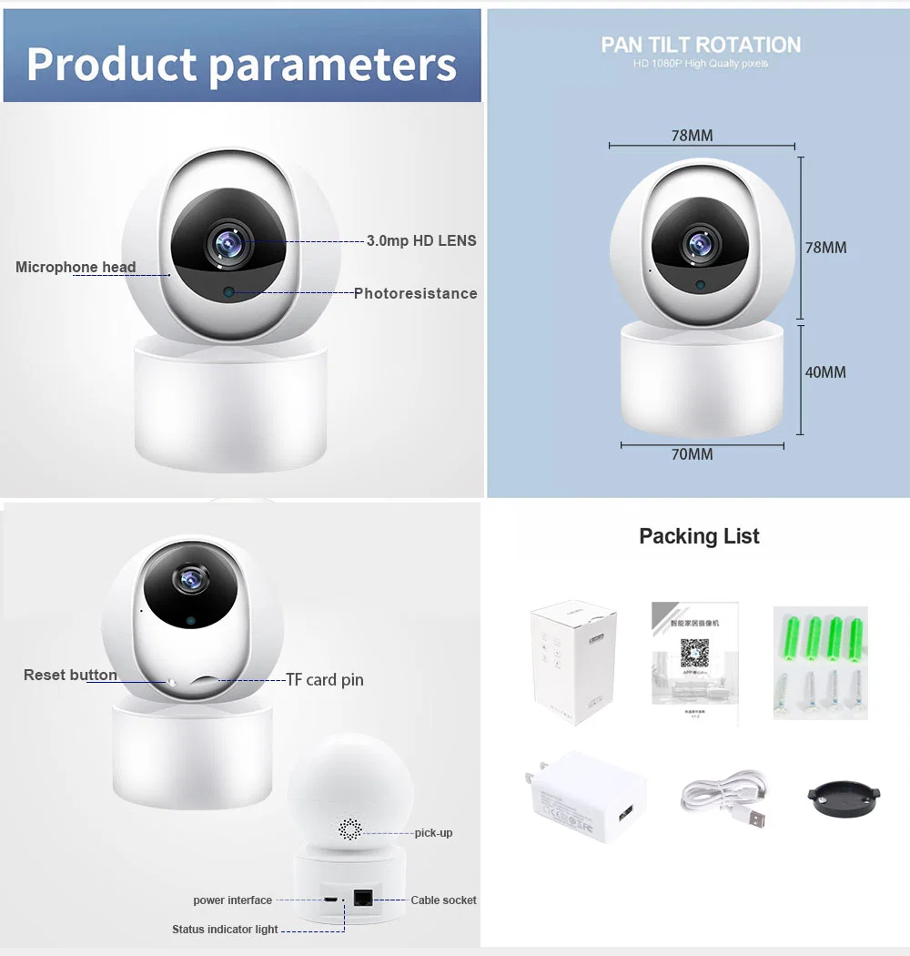 10 % de remise à l'intérieur de la surveillance sans fil de l'homme suivi automatique de sécurité à domicile Carecam Pet bébé moniteur CCTV 3MP 1296p Smart Mini caméra IP WiFi