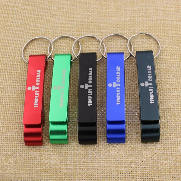 Laser Logo Metal Aluminum Bottle Opener Keychain on Sale