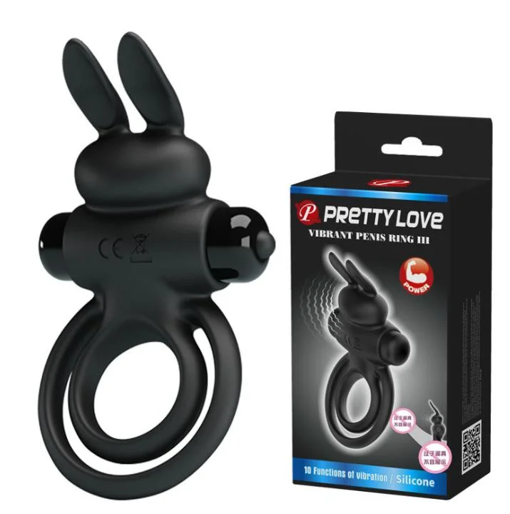 Soft Silicone Rabbit Delay Penis Ring 10 Frequencies Modes Testicle Clitoris Cock Rings Vibrator