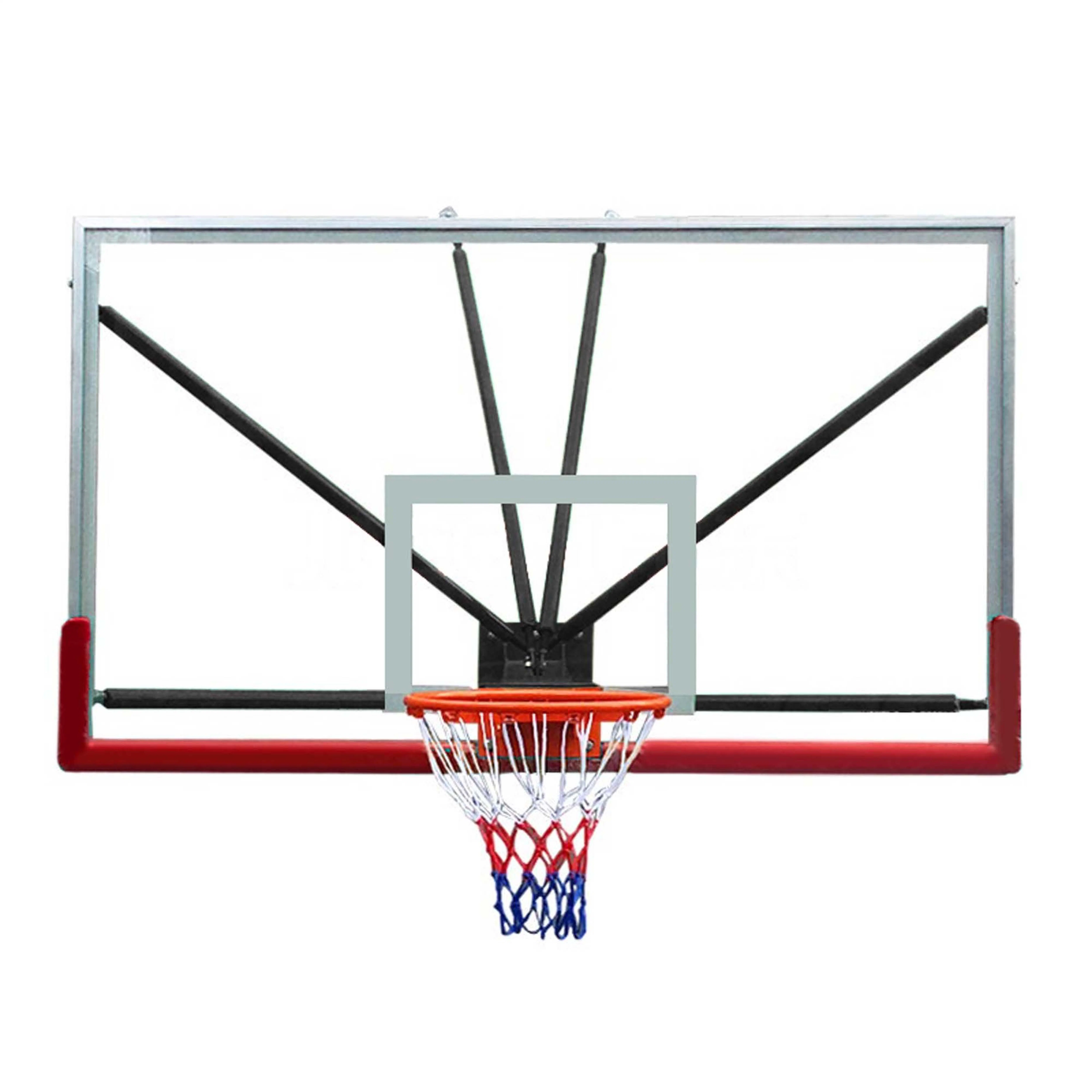 72 Wall Mount Basketball Hoop Goal/Stand Standard Tempered Glass Backboard Indoor/Outdoor Reinforcement Material