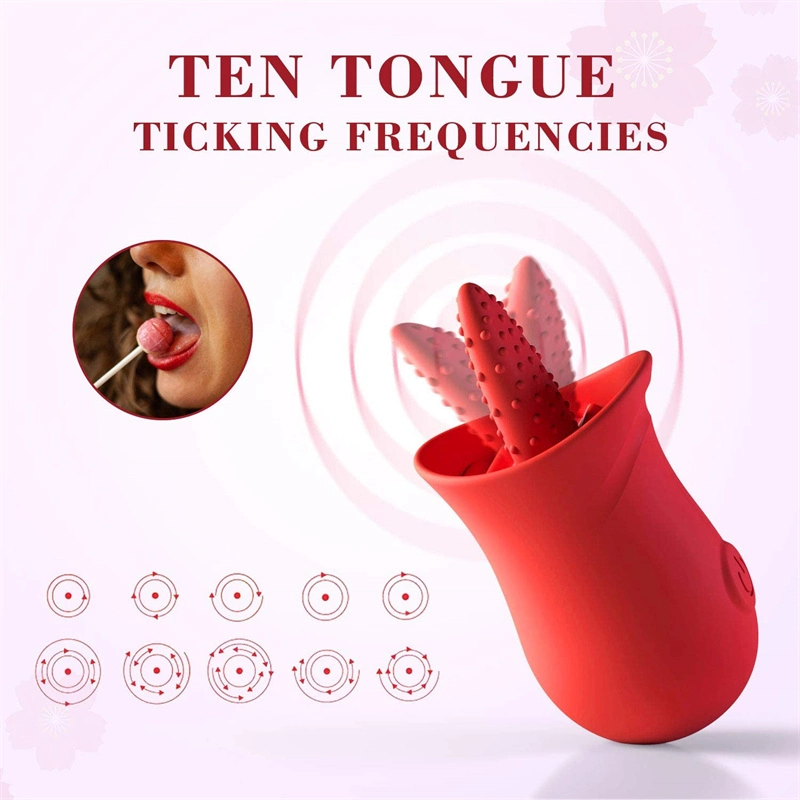 Silicone Tongue Licking Nipple Stimulator 10 Adjustable Vibration Sex Toys for Women and Couples