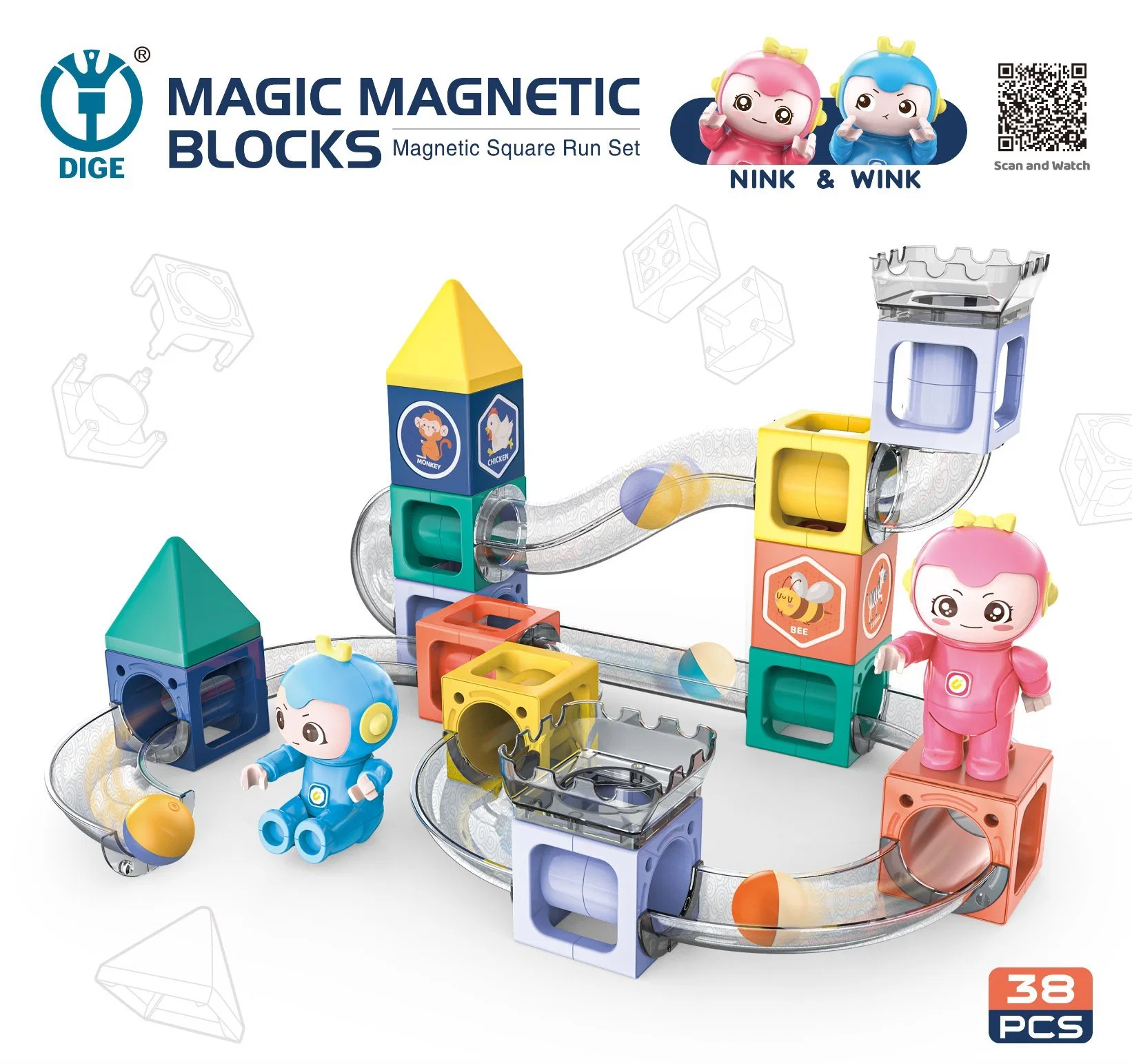 Kids 3D Magic tuiles magnétique de l'éducation en matière plastique coller 38 Pièce des blocs de construction de l'aimant jouets défini